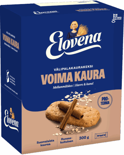 Elovena Välipalakeksi 100% kauraa Kanelinen Voima Kaura