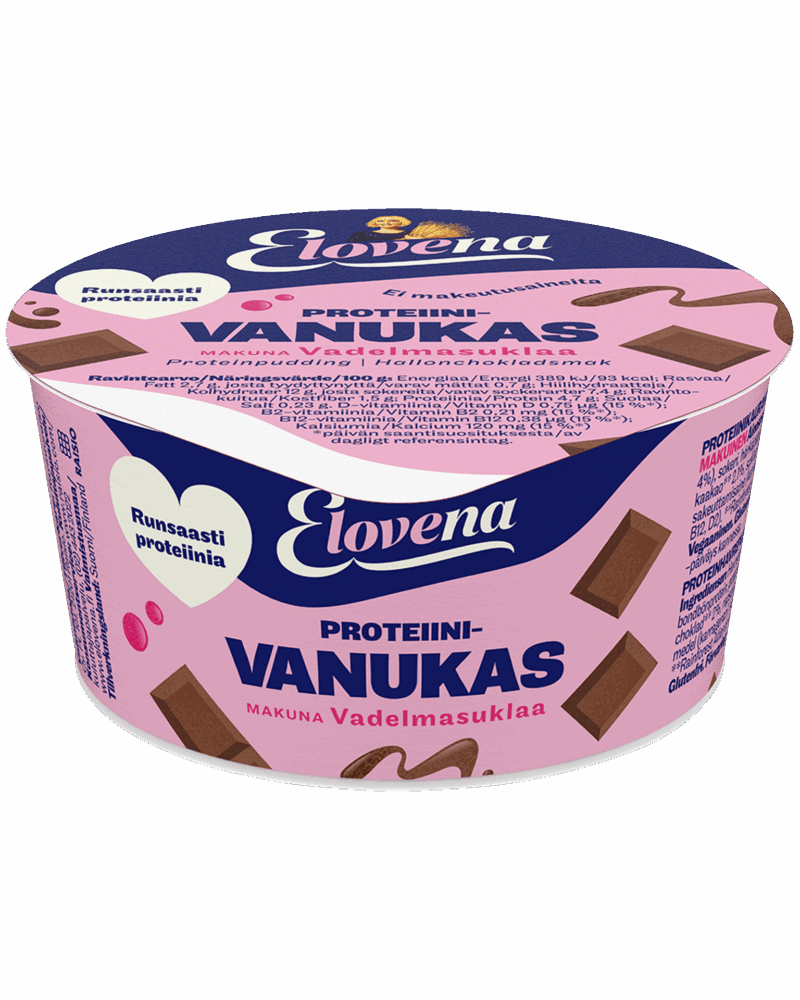 Elovena proteiinivanukas vadelmasuklaa